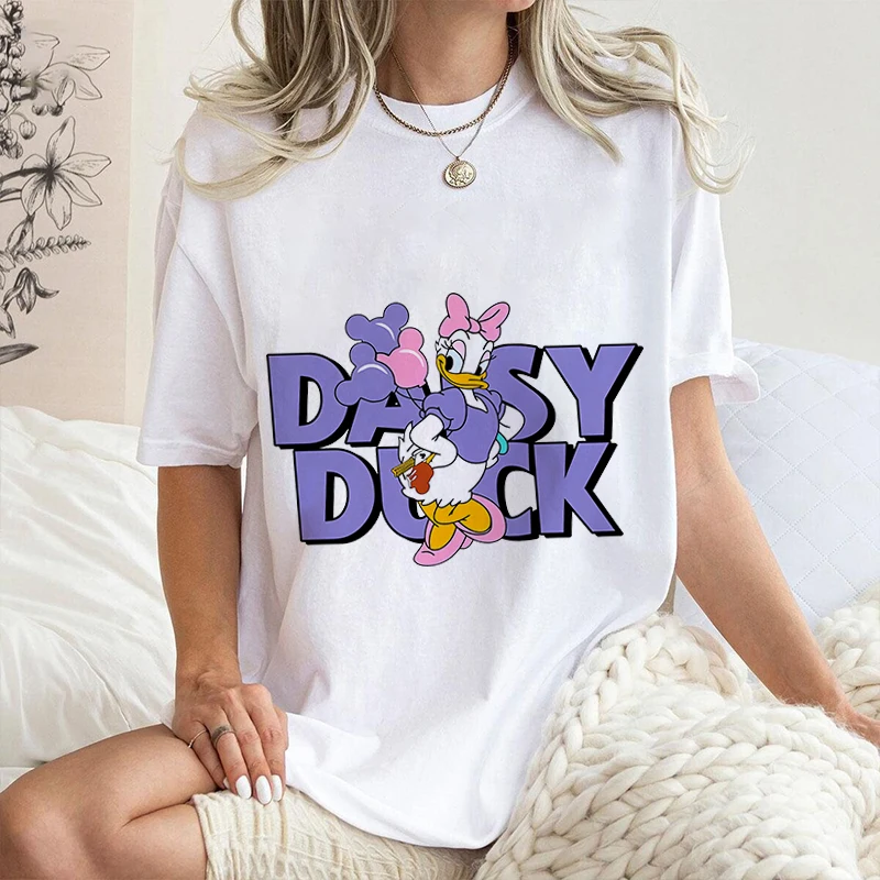 Женская футболка с принтом Disney Daisy Duck из чистого хлопка повседневный топ