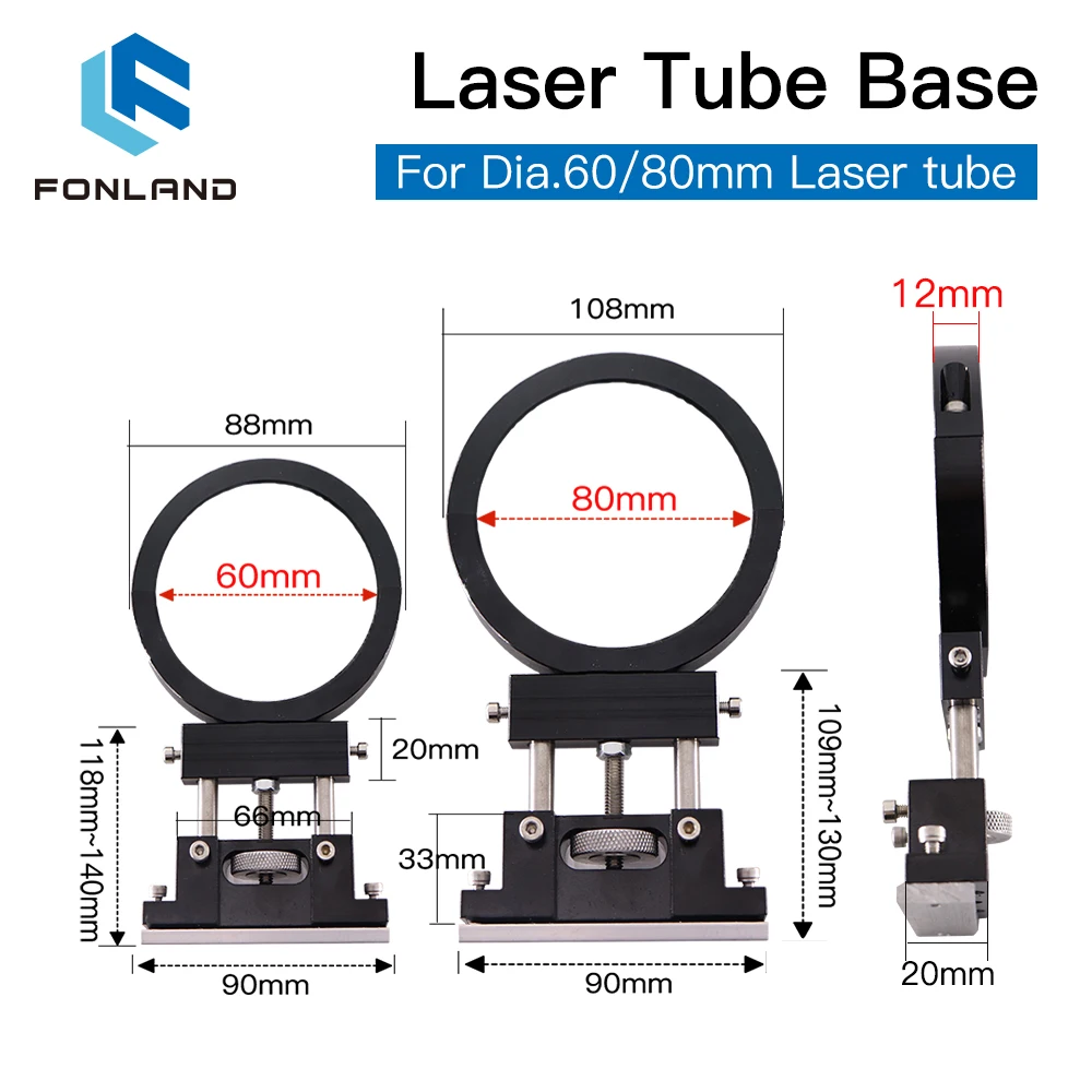 FONLAND Metal Co2 Laser Tube Holder Support Mount Diameter 60/80mm for Laser Engraving Cutting Machine enlarge