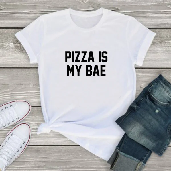 

Summer men's short sleeve pizza letter printed cartoon dinosaur round neck T-shirt