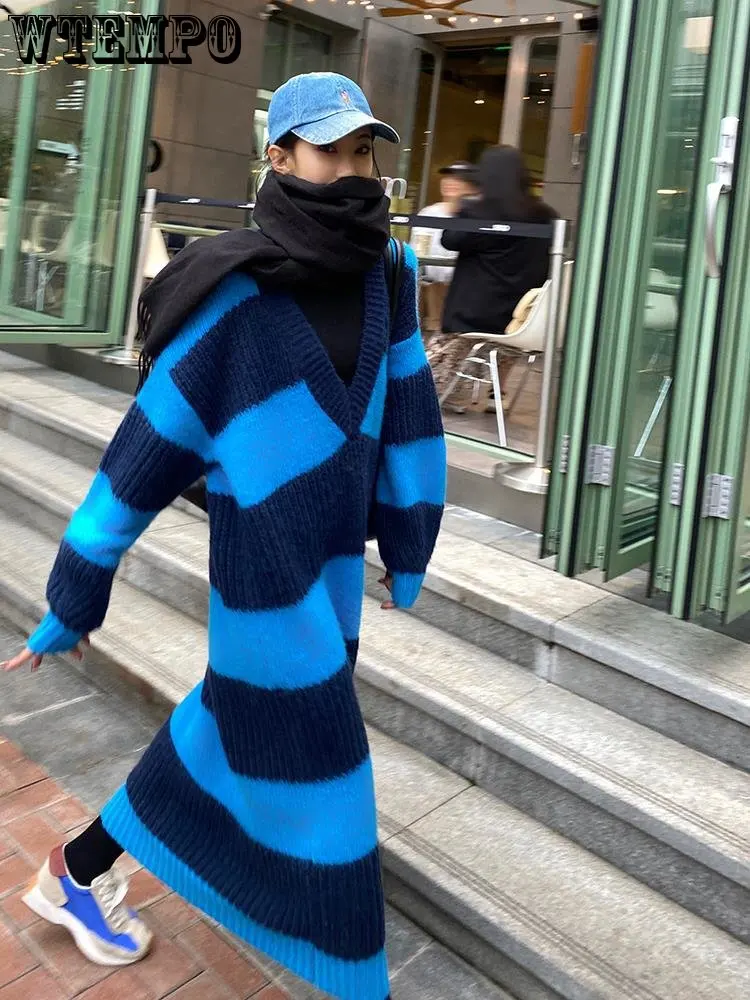 

Женский вязаный пуловер с V-образным вырезом, свободного покроя