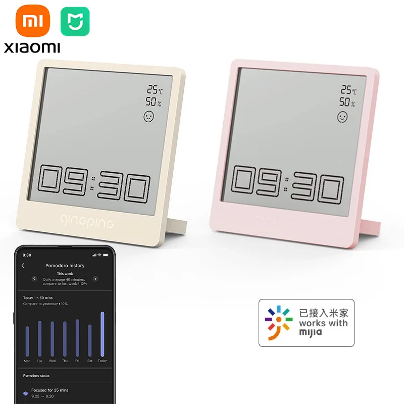 

Цифровой Настольный Будильник Xiaomi Mijia, многофункциональные часы с таймером и датчиком температуры и влажности для приложения Mi Home