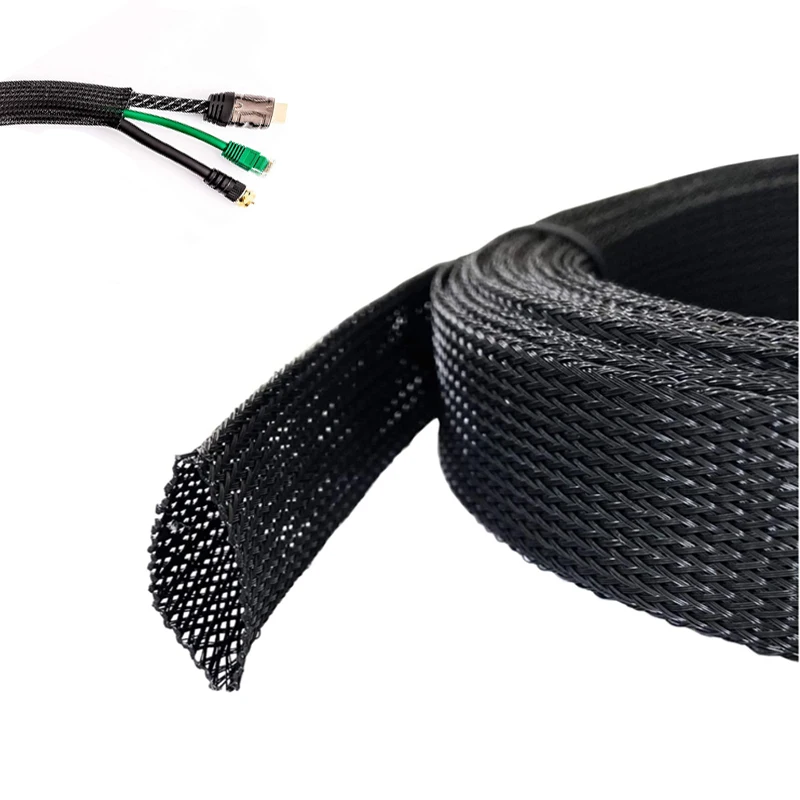 

1/3/5/10M Length PET Black Cable Sleeve Insulated Braided Sleeving Data Line Protection Wire Cable Flame-Retardant Nylon Tube