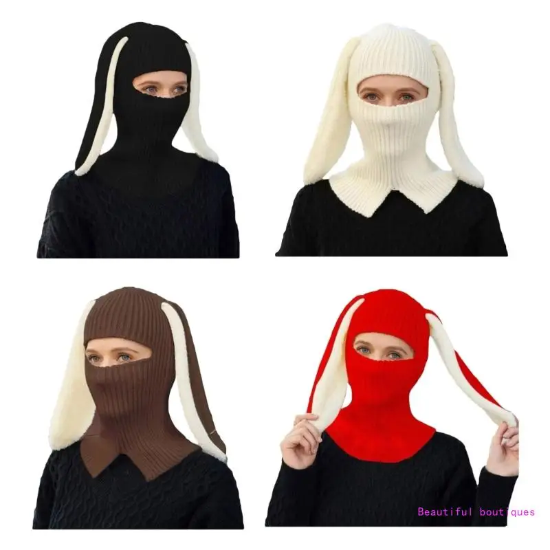

Balaclava Hat for Adult Autumn Winter Knitted Hat Winter Party Photography Props Cartoon Bunny Knitted Balaclava DropShip