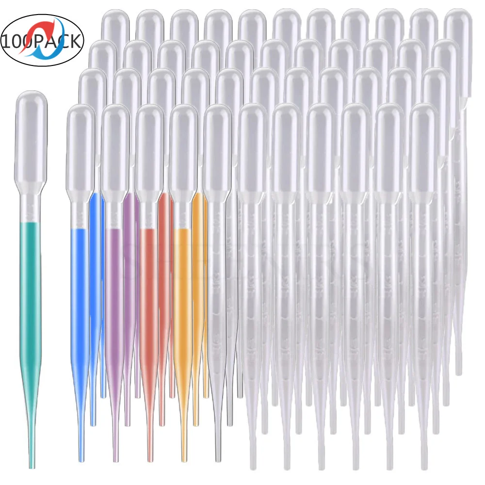 

Sheenirs 100pcs 3ml Empty Transparent Plastic Disposable Graduated Transfer Pipettes Eye Dropper for Lab Chemicals Experiment