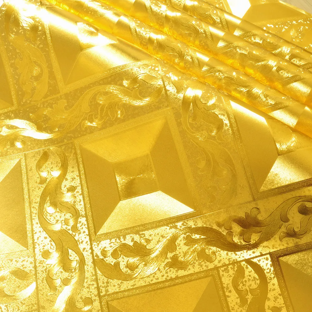 Ceiling wallpaper gold foil gold gold diamond lattice KTV living room bar aisle ceiling wallpaper images - 6