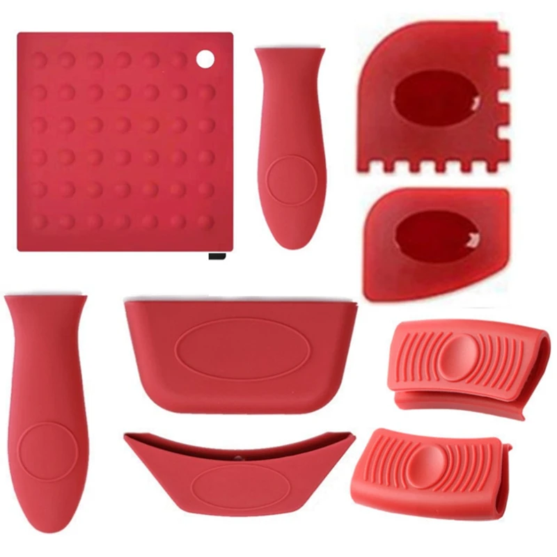 

Silicone Pot Handle Cover Kitchen Insulation Cover Pot Handle Pot Scraper Anti-Scalding And Non-Slip, 9PCS