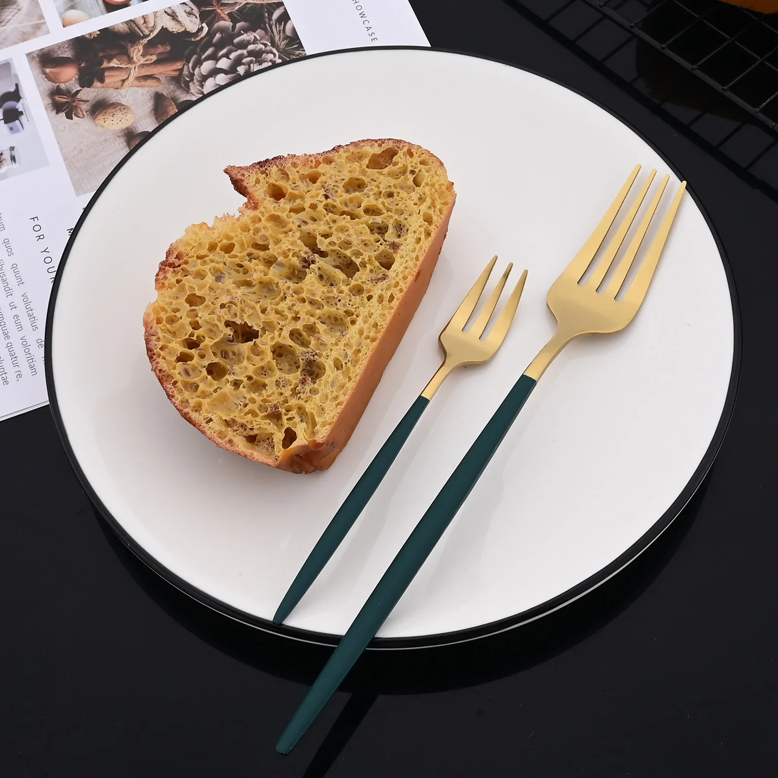 Набор столовых приборов зеленого и золотого цвета из нержавеющей стали 25 шт.