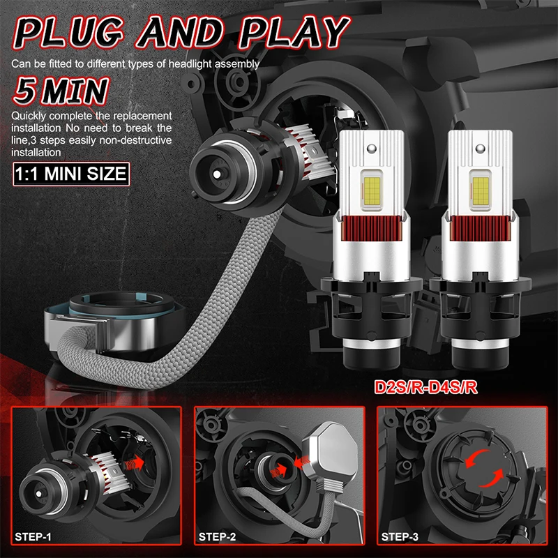 30000lm D2s D4s Светодиодные Лампы Для Фар Canbus Plug &amp Play Xenon Hid Замена 35 Вт 55 Автомобильные