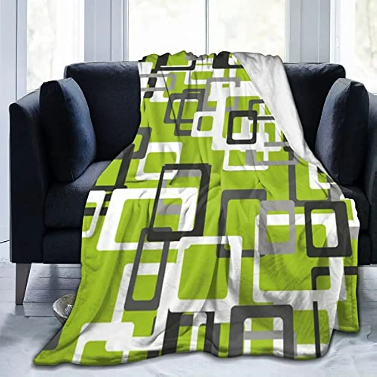 

Современное шерстяное фланелевое одеяло серо-зеленого, черного, серого и белого цветов для пляжа, одеяло с 3D рисунком
