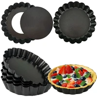 7pcs 4inch mini tart pans with removable bottom non stick quiche pans reusable fluted edges small tart molds for party