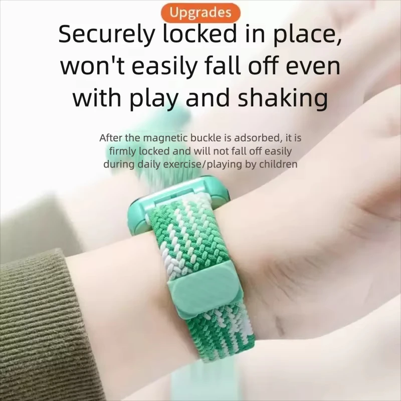 Фото Плетеный нейлоновый магнитный ремешок для умных часов 15 мм/17 мм, дышащий эластичный браслет для детских смарт-часов Xiaomi и Mitu R №5