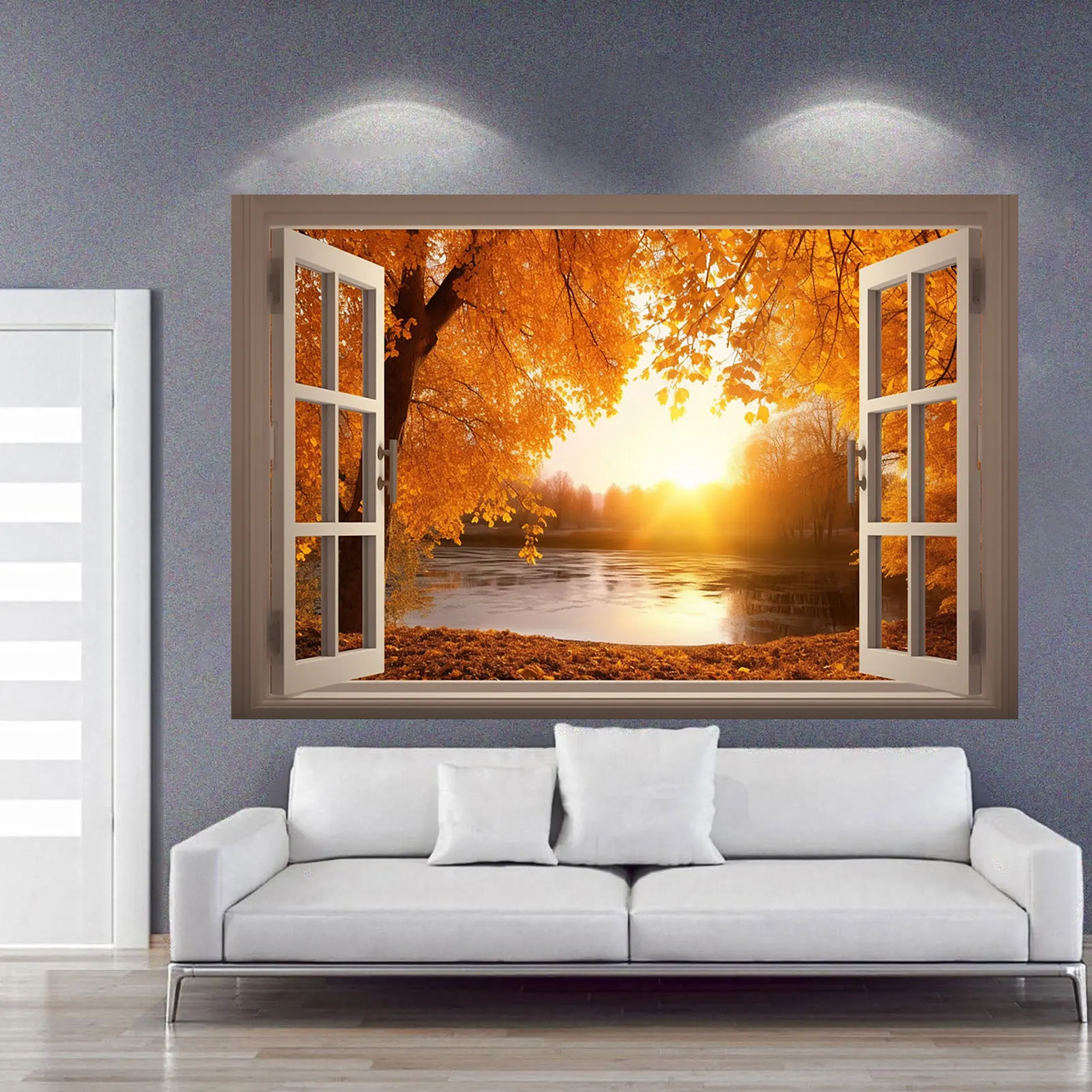 5 × 3 фута осенний баннер день благодарения фон восход солнца над озером Декор с