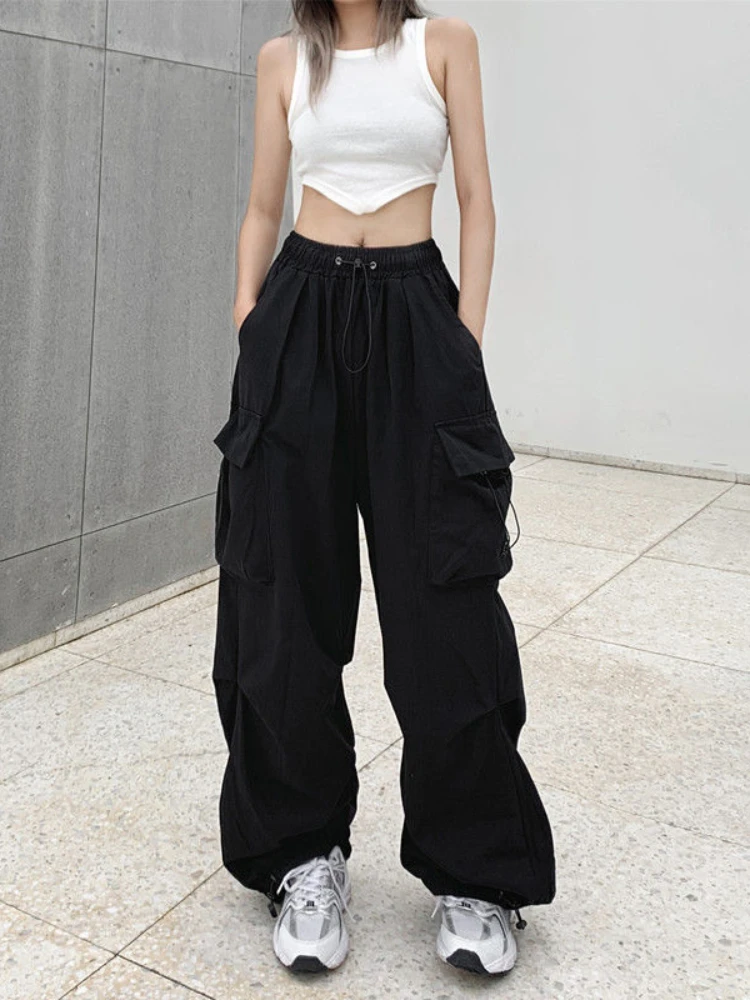 

Y2K женская уличная одежда Techwear карго корейский Харадзюку парашютные тренировочные брюки мужские спортивные штаны с широкими штанинами джоггеры брюки одежда