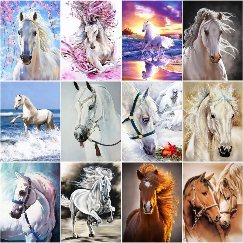 

Acrylic Painting By Numbers Horse Animals On Canvas Drawing Coloring By Numbers For Diy Gift Wall Art