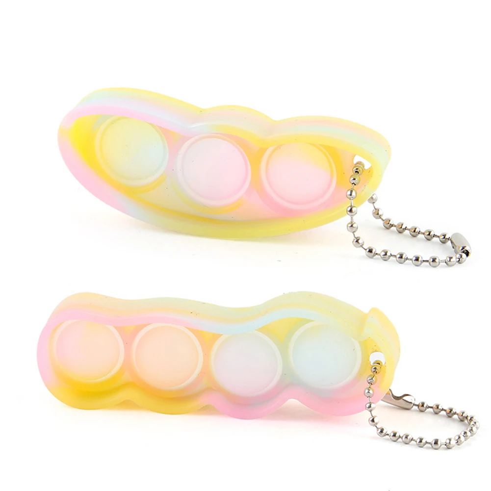 2pcs Pea Shape Finger Exercise Board Novelty Fun Anti Stress Push Bubble Sensory Toys Soft Anti Stress Keychain Pendant Squeeze
