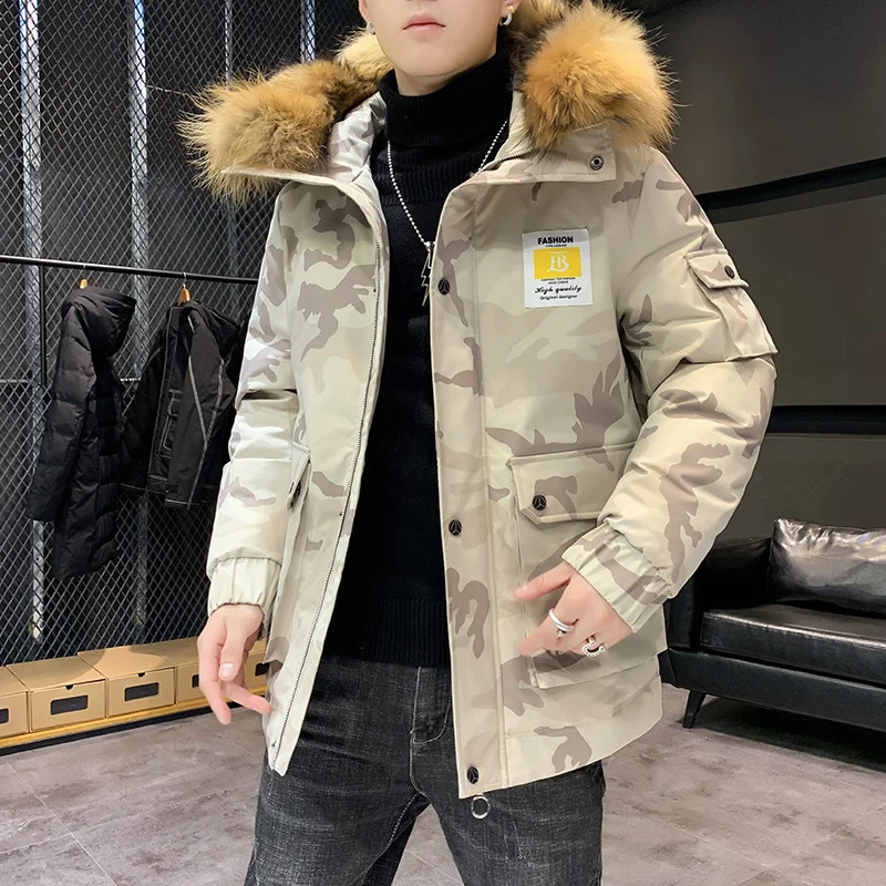 

Padded 90% White Duck Down Winter Men's Warm Down Coats Fashion Camouflage Fur Hooded Windbreaker Thicken Puffer Jacket 8XL 7XL