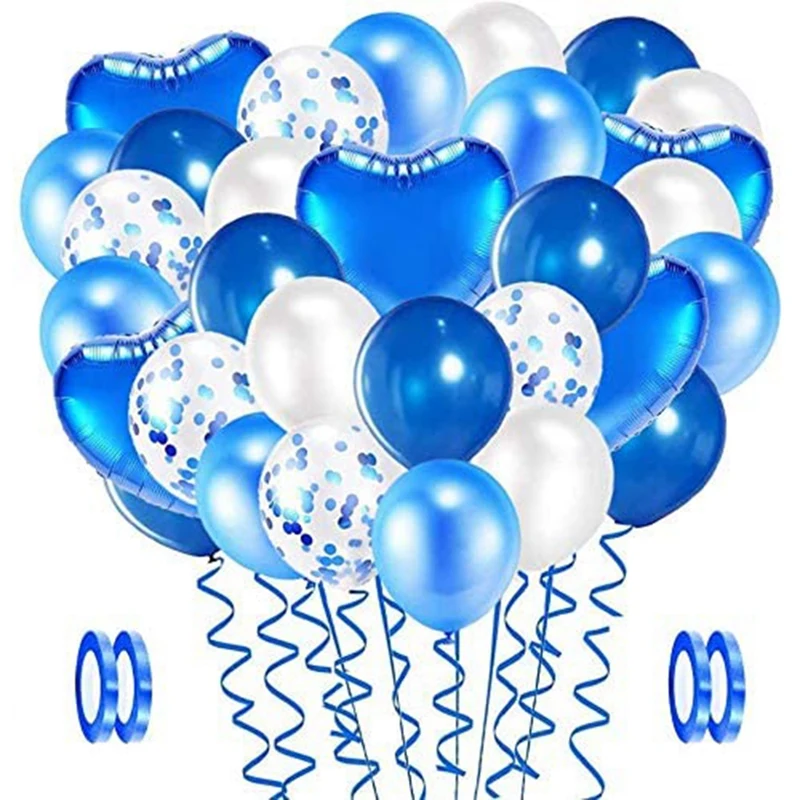 

Набор синих воздушных шаров 94 шт., в том числе воздушные шары в форме сердца, латексные шары, шары с конфетти на день рождения, свадебные укра...