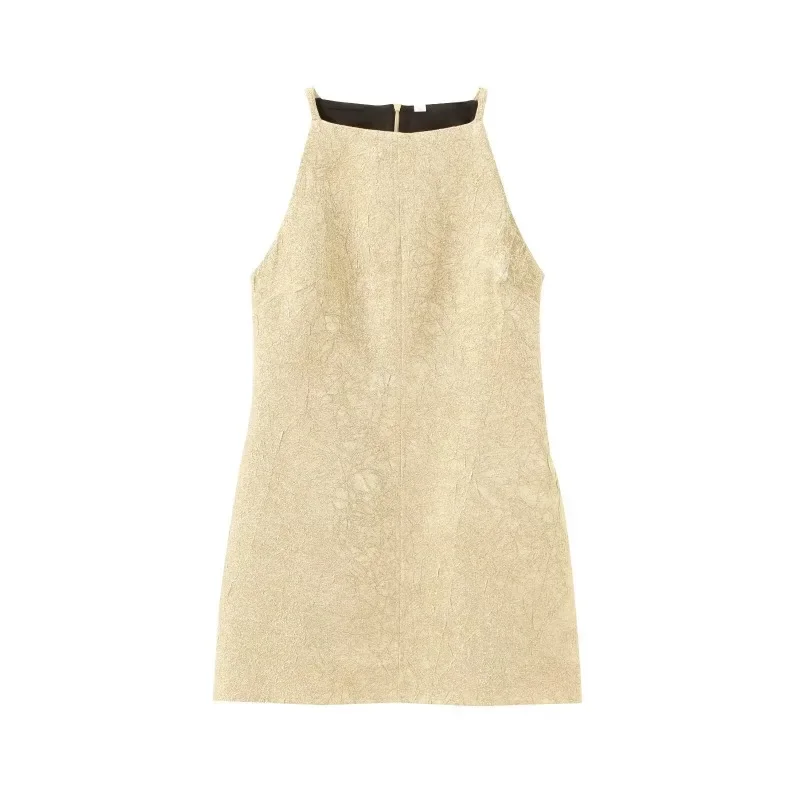 Новинка 2024 модное блестящее сексуальное платье летнее золотистое облегающее