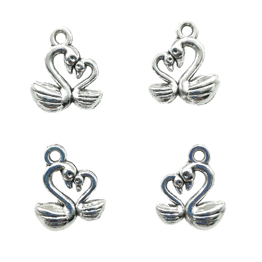 

12pcs Antique Silver Color Bird Pendants Charms for Jewelry Making 15*12mm