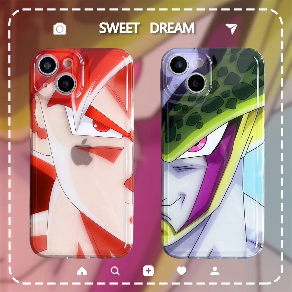 

Bandai Dragon Ball Z Cell Goku Case for iPhone 14 13 12 11 Pro Max Hot Anime Clear Soft Silicone Cover Men Kids Gifts