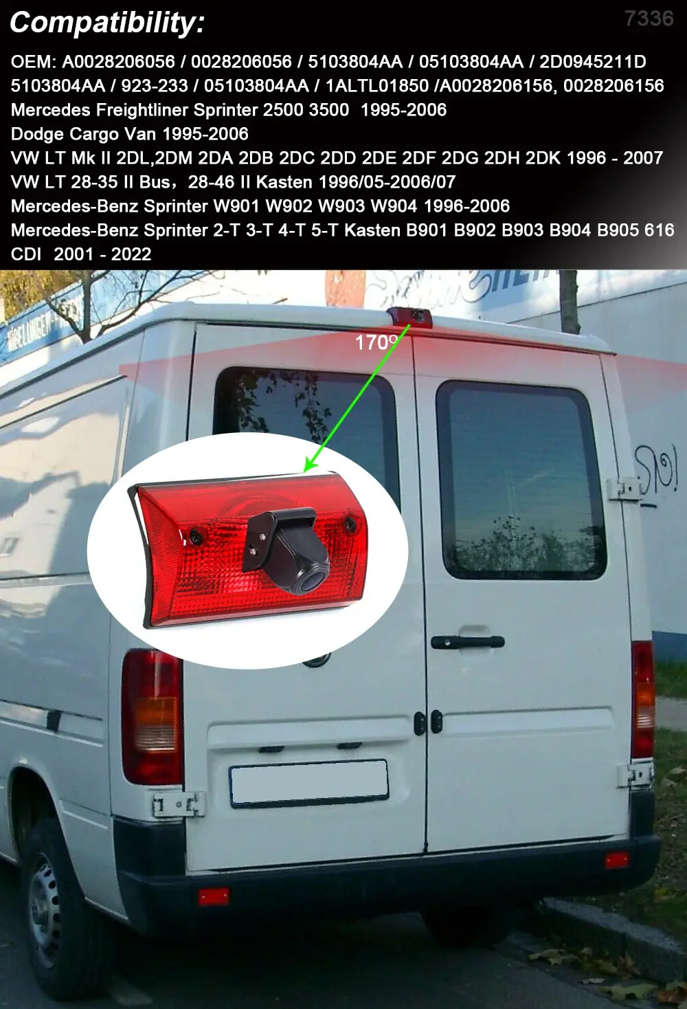 Автомобильная камера заднего вида HD + зеркало 7 дюймов для Mercedes-Benz Sprinter 2-T 3-T 4-T 5-T