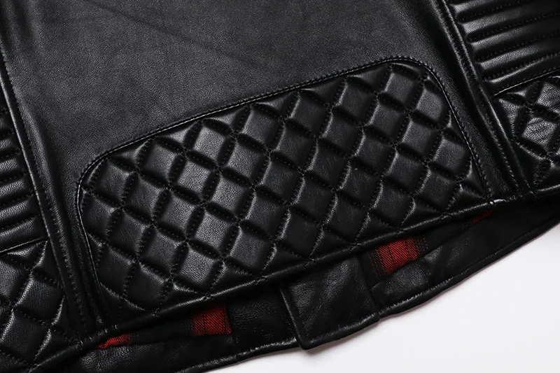 Куртка из натуральной овечьей кожи модная мотоциклетная приталенная с косой