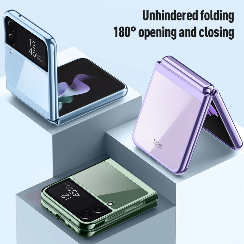 Luxury Electroplating Transparent Folding case For Samsung Galaxy Z Flip 4 Case Shockproof Hard Back cover For Samsung Z Flip 4