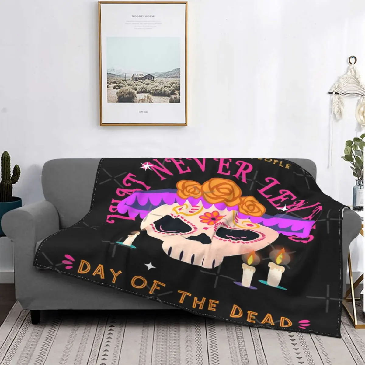 

Manta con capucha para el Día de los muertos, a cuadros colcha para cama, sofá, 4 unidades