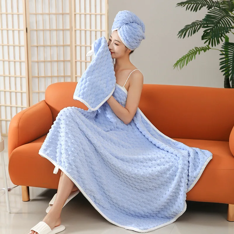 Absorbent Drying Hair Cap Plush Cleaning Edge Wrapping Hangable Shower Towel