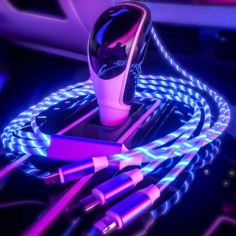 

Glowing LED Cable 3A Fast Charging Cable USB Type C High Speed Data Transfer Cable Flowing Streamer Light LED USB C Cord
