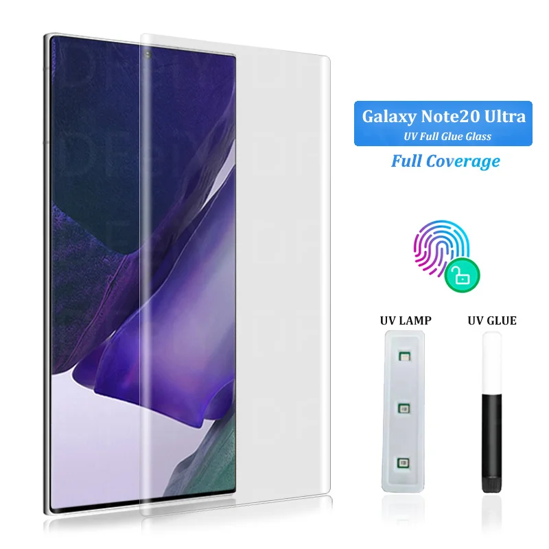 

UV Screen Protector For Galaxy Note20 Ultra Tempered Glass Film Full Screen Glue For Samsung S22 21 8 9 10 20 Plus Note 10 Ultra