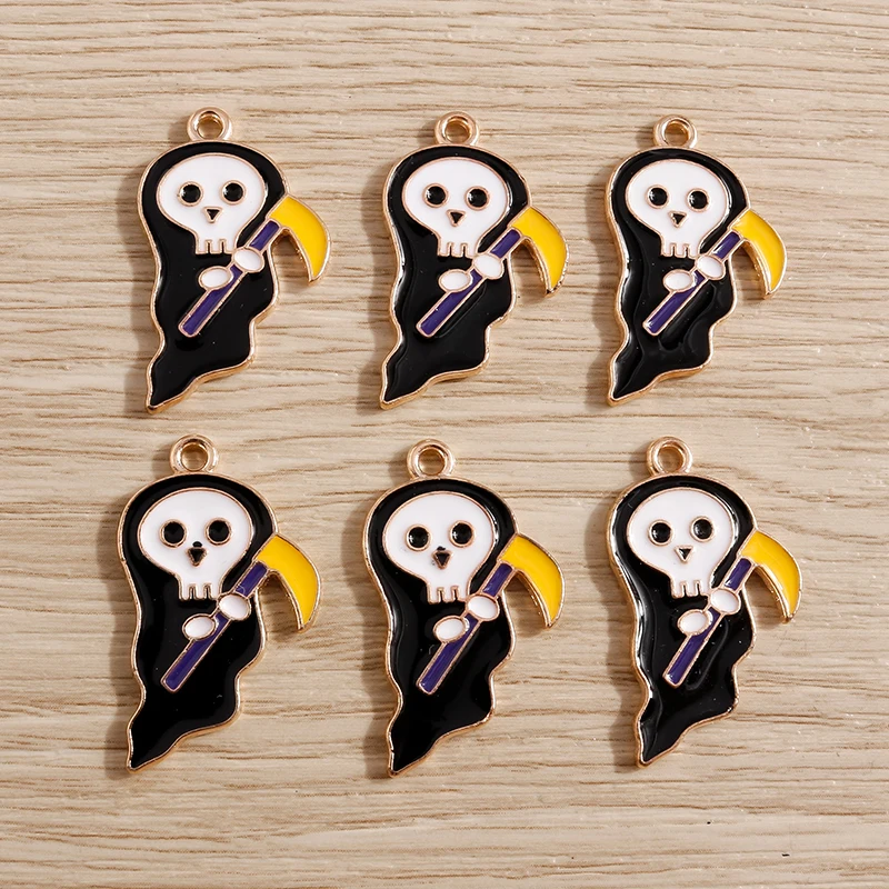 10 шт. 16x28 мм, Мультяшные эмалевые Подвески в виде призраков на Хэллоуин, Подвески для изготовления ювелирных изделий, висячие серьги, ожерелья, аксессуары для рукоделия
