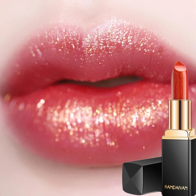 

Waterproof Nude Glitter Lipstick Fashion Makeup Long Lasting Lip Gloss Velve Red Mermaid Sexy Shimmer Lip Stick Cosmetics Beauty