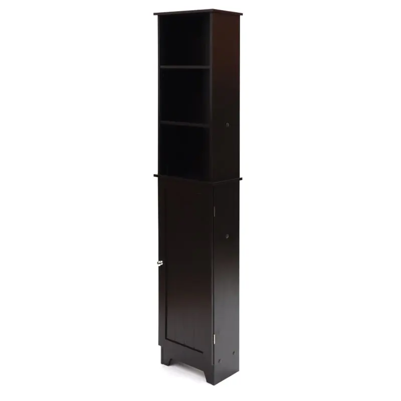 

Contemporary Country Tall Floor Shelf with Lower Cabinet, Espresso