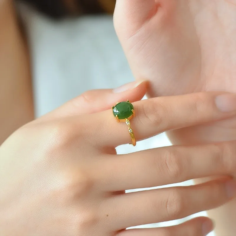 Изысканное модное кольцо из натурального нефрита Хэтянь инкрустированное медью