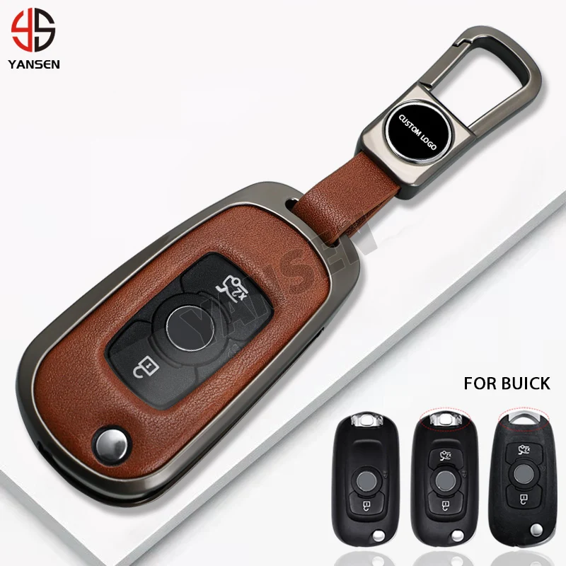 

Alloy Leather Car Key Case Cover Shell Keychain For Buick VERANO ENCORE GL6 GX 2018-2020 For Opel Vauxhall Astra K Corsa E