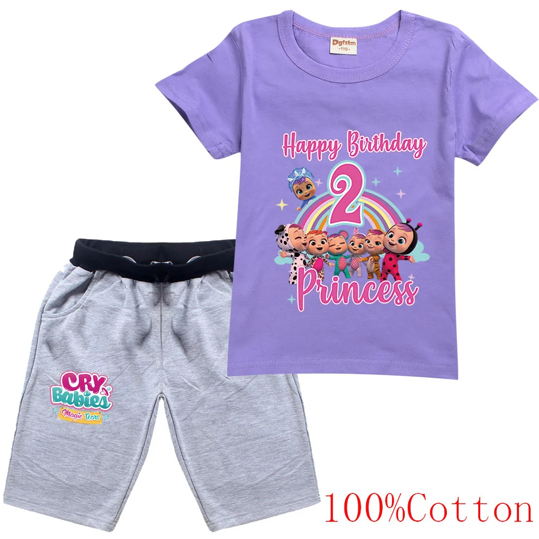 

2022 Cute Cartoon T-Shirt + Shorts Kids Suit Clothes Summer Crying Baby T-Shirt Boy Streetwear Kids Tops Baby Girl Clothes