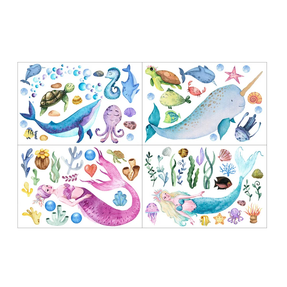 

4 Sheets Stickers Glowing Stickers Glow In The Dark Decal Luminous Sticker Ocean Theme Decal For Window Bedroom Wall