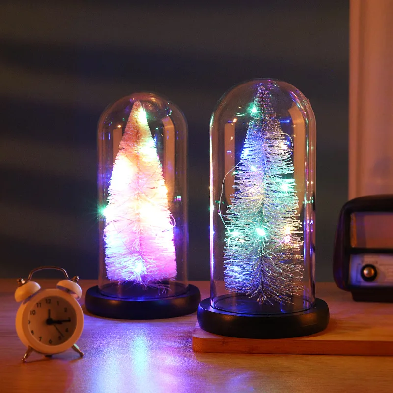 

Светодиодсветодиодный Рождественская елка в стеклянном покрытии со сказочной гирляндой, Рождественский Декор в купольном ночном светильн...