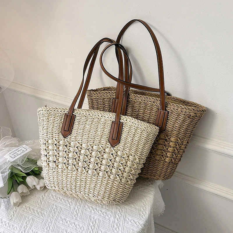 Quality Fashion Shoulder Bags Female Designer Large Capacity Top-Handle Bag Beach Bag Simple Solid Color Casua Tote Bags Sac New