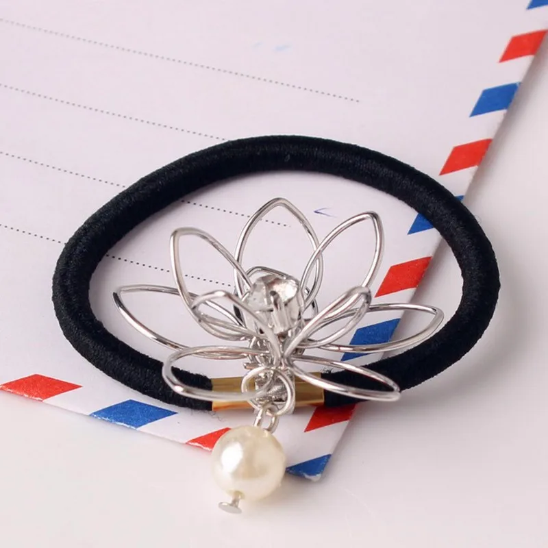 

Hollow Flower Hair Ring Rhinestone Tiara Hair Rope Minimalistic Simulated Pearl Elastic Headband Women Rubber Hair Bands