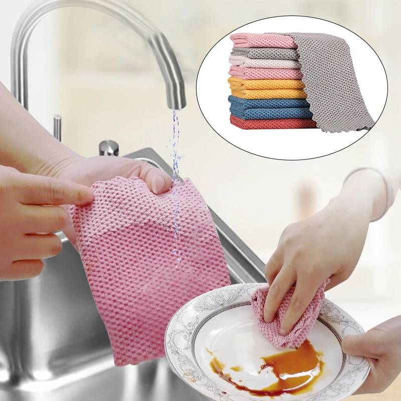 

Random Color Dish Duster Cloth 4PCS Cleaning Towel Table Clean Rags Housework Tool Bathroom Kichen Accessories Wholesale