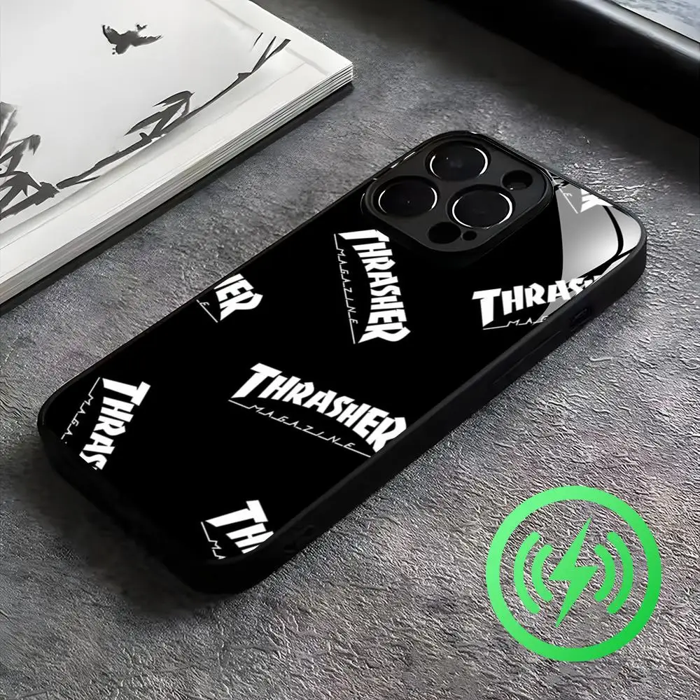 Фото Чехол для телефона THRASHER для iPhone 17, 16, 15, 14, 13, 12, 11, X, XR, XS, 8 Plus, Mini, Pro, Max, стеклянный чехол №3