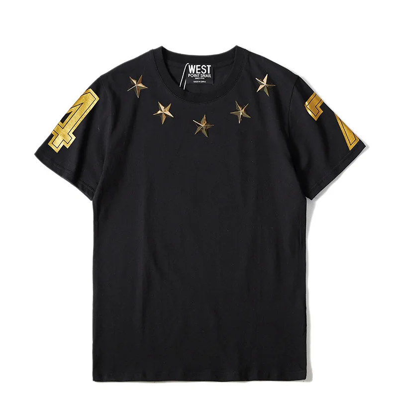 

New High 19ss Men gentleman Stereo Metal Star 7 4 T Shirts T-Shirt Hip Hop Skateboard Street Cotton T-Shirts Tee Top kenye G22