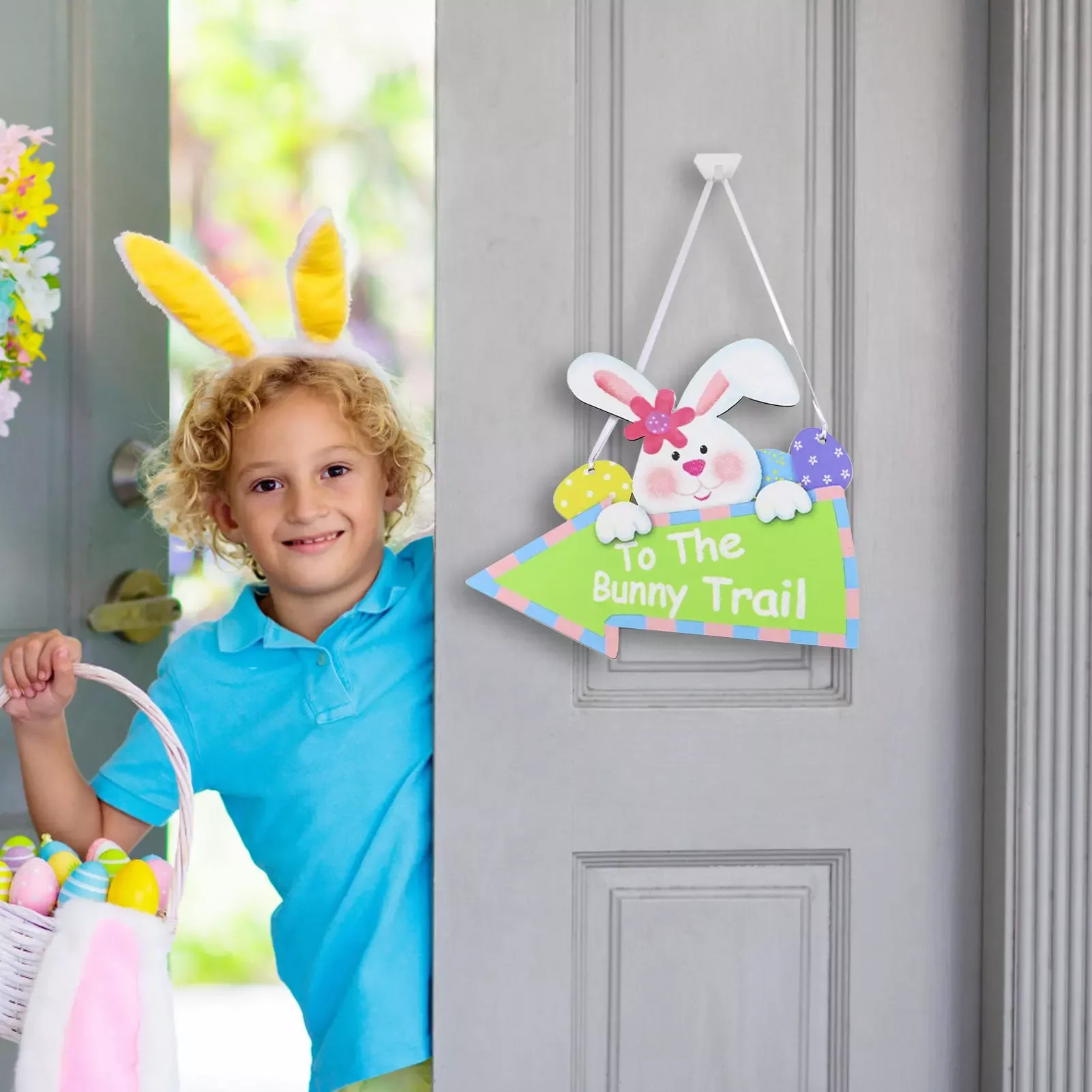 

Easter Wood Bunny Ornaments Easter Wooden Bunny Centerpiece Sign Decor Bunny Egg Indicator Easter Decoration For Indoor Outdoor