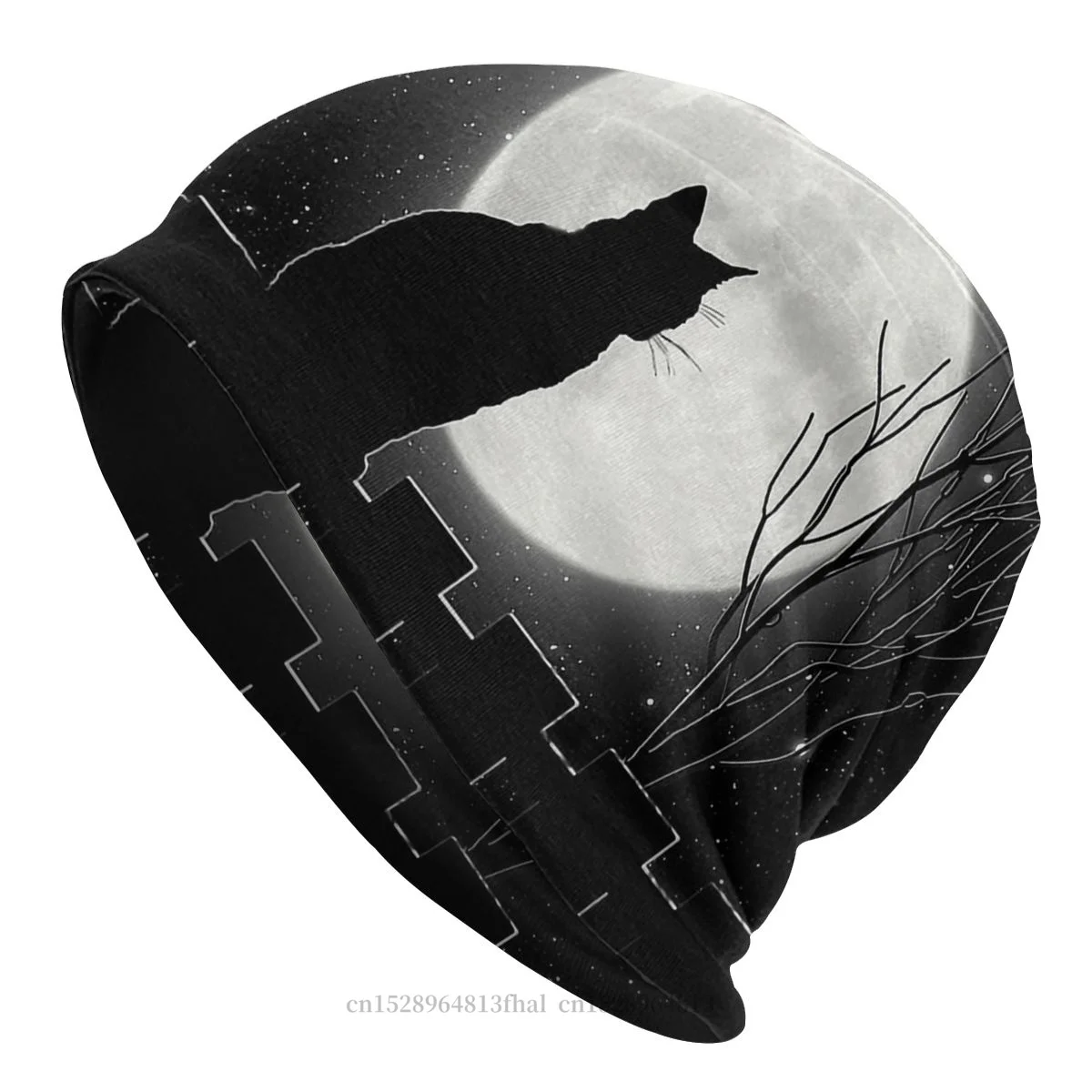 

Шапочка, шапки, милая и забавная шапка с черным котом для мужчин и женщин, зимняя теплая шапка, дизайнерские шапочки, облегающие шапки