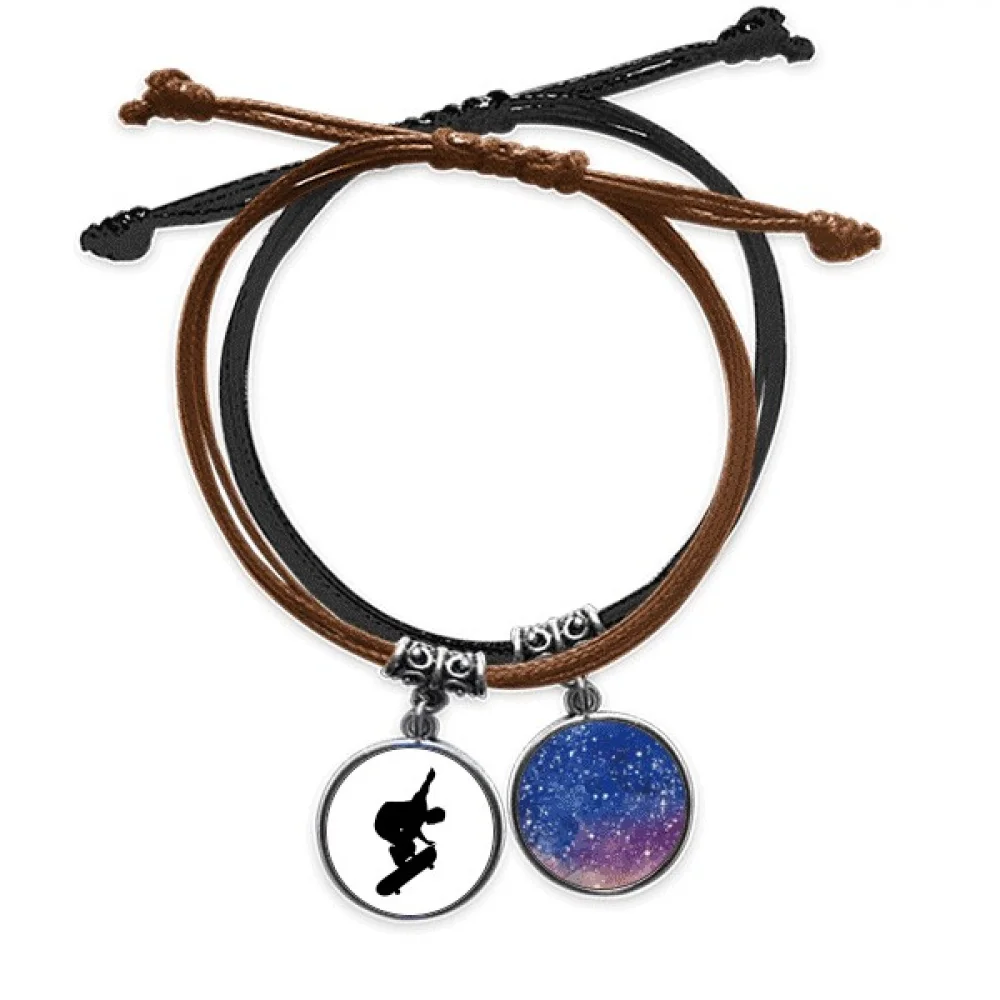 

Sports Jumping Skateboard Player Bracelet Rope Hand Chain Leather Starry Sky Wristband