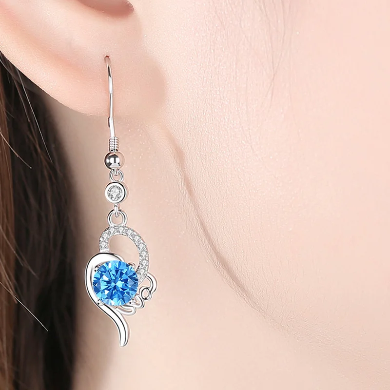 

Love Heart Cubic Zirconia Dangle Earring For Women Trendy Transparent Crystal Hook Earring Jewelry Gift