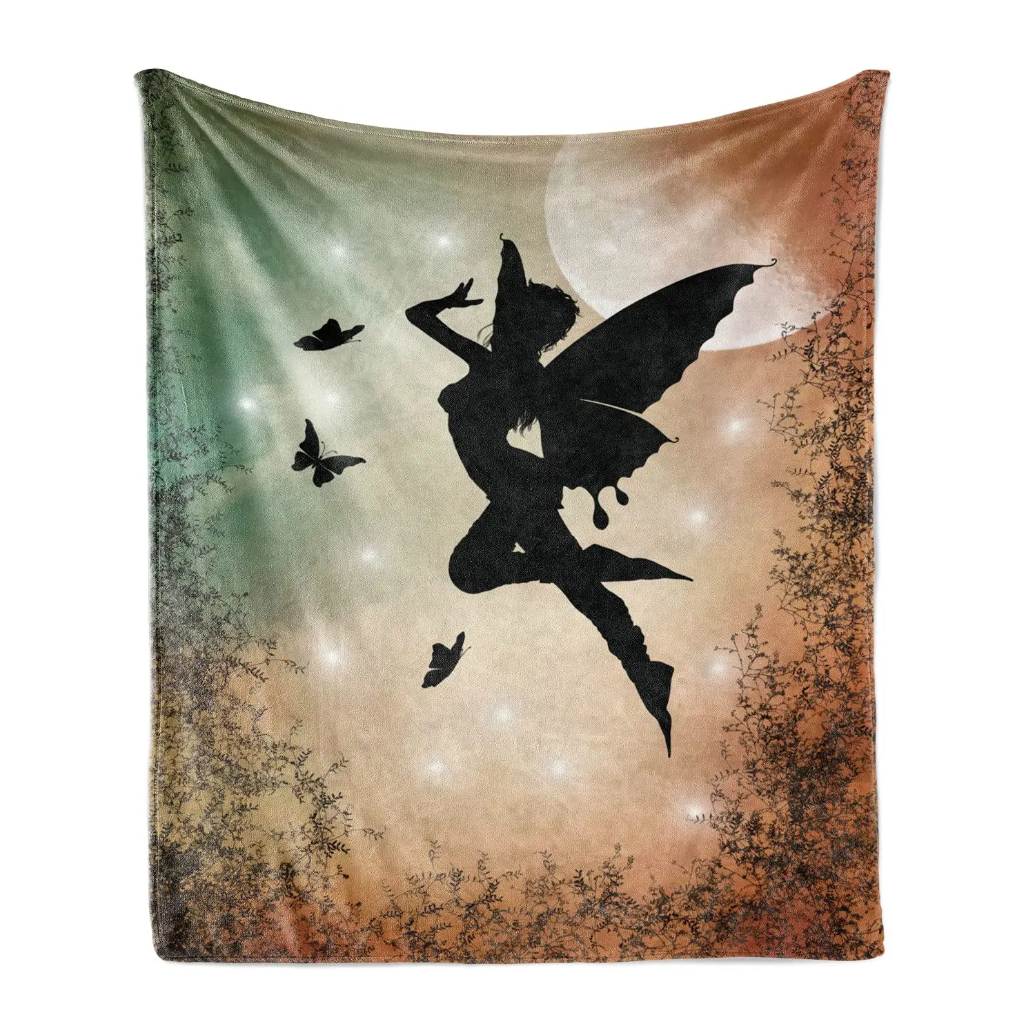 

Fallen Angel Throw Blanket Angel Wings Soft Warm Throw Blanket Merry Christmas Stars Mystic Flannel Blanket Home Gifts,black