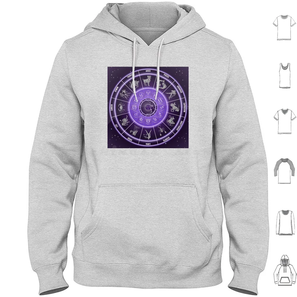 Круг зодиака в звездном небе. Толстовка из хлопка с длинным рукавом Овен Телец